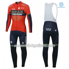 Tenue Maillot M/L + Collant à Bretelles 2018 Bahrain Merida Femme Hiver Thermal Fleece N001